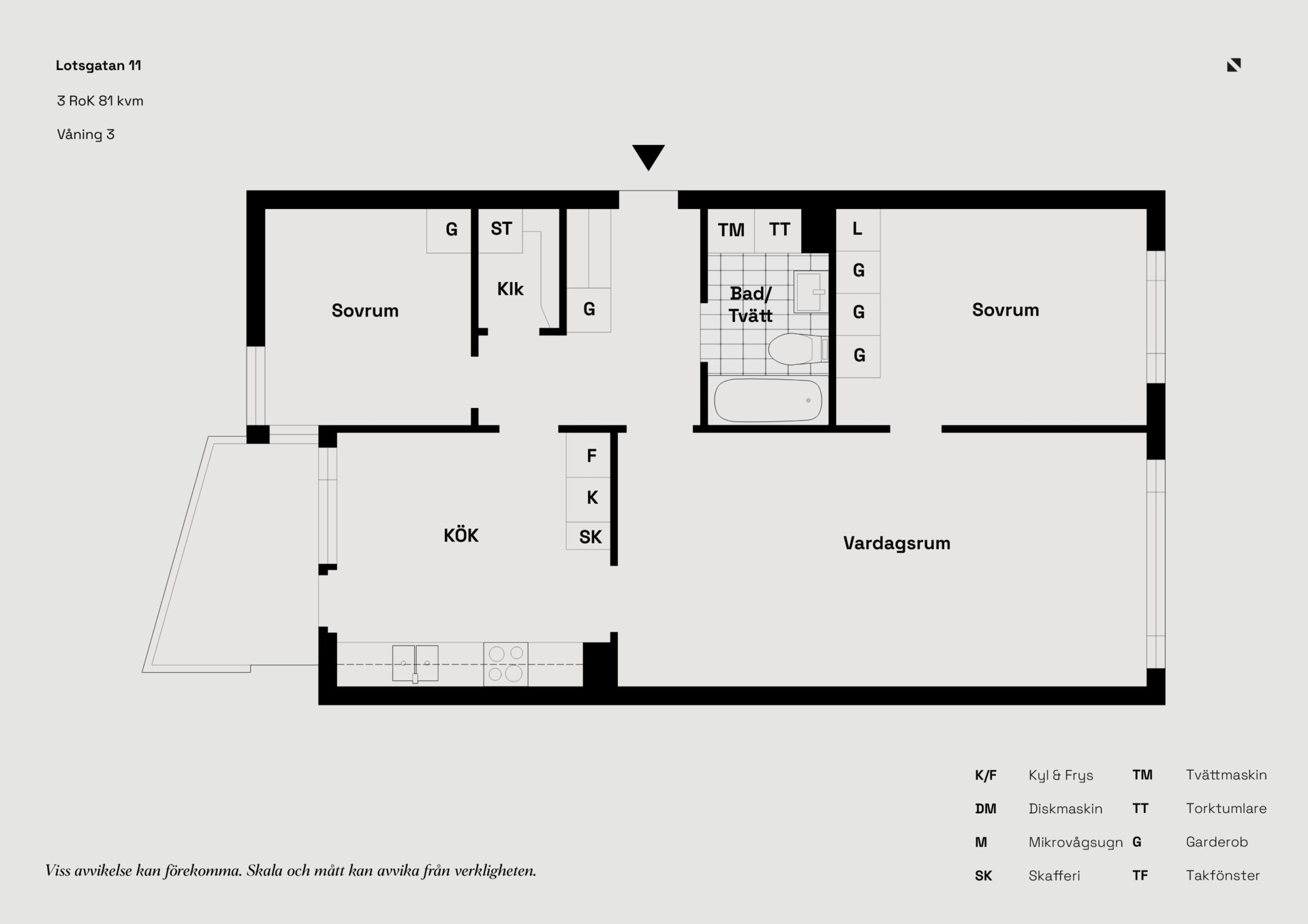 Praktiskt och välplanerat hem med stor balkong mot lummig innergård